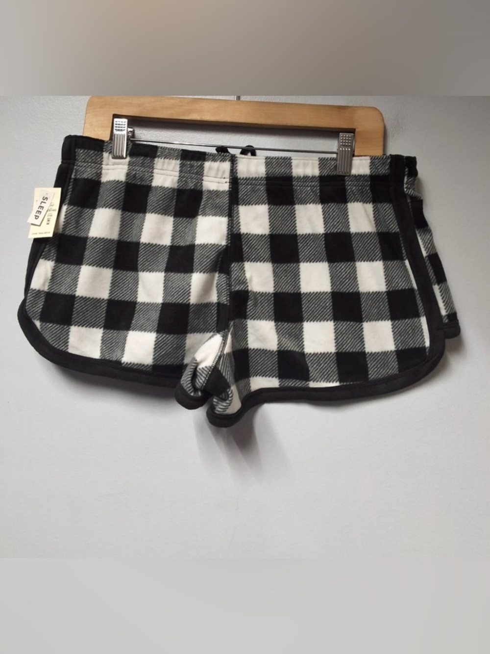 Aeropostale Buffalo Plaid Polyfleece Sleep Shorts in Black & White Sz M NWT - Picture 5 of 5
